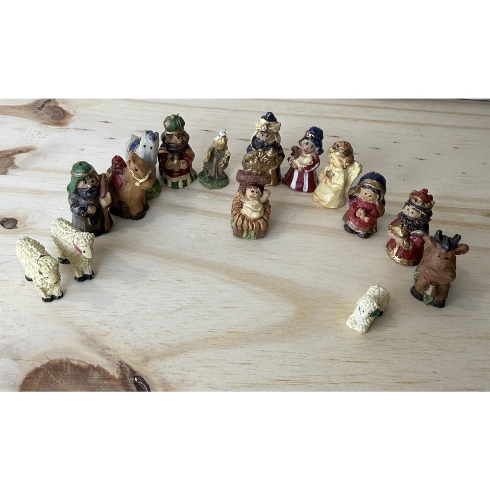Miniature 15 Piece Resin Nativity Ornament Set 1 Tall